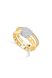 18kt Matte Rose Gold Finish Diamond Cluster Double Band Ring