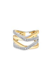18kt Two-Tone Finish Diamond Double Band Ring