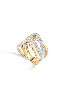 18kt Two-Tone Finish Diamond Double Band Ring