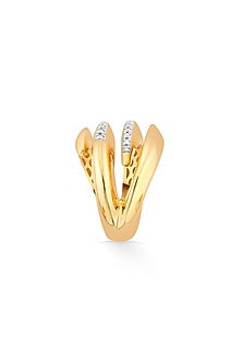 18kt Matte Rose Gold Finish Diamond Double-Helix Ring