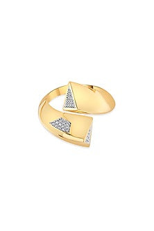18kt Matte Rose Gold Finish Diamond Triangle Motif Ring