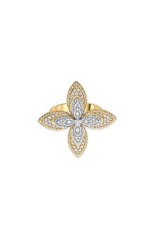 18kt Two-Tone Finish Diamond Petal Ring