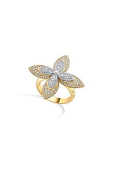 18kt Two-Tone Finish Diamond Petal Ring