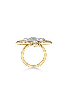 18kt Two-Tone Finish Diamond Petal Ring