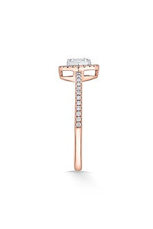 18kt Rose Gold Finish Baguette & Round-Cut Diamond Halo Ring