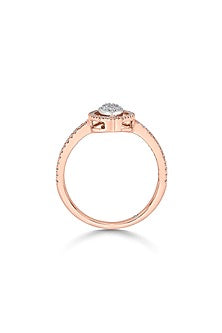 14kt Rose Gold Finish Baguette & Round-Cut Diamond Halo Ring
