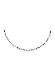 14kt White Finish Diamond Lariat Pendant Necklace