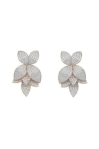 18kt Rose Gold Finish Diamond Dangler Earrings