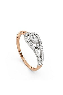 14kt Rose Gold Finish Ring With 43 Diamonds