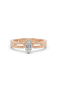 14kt Rose Gold Finish Ring With 5 Diamonds