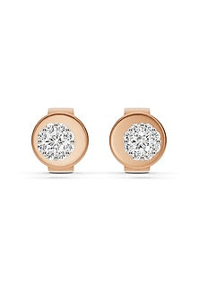 14kt Rose Gold Finish Earrings With 20 Diamonds