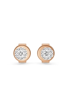 14kt Rose Gold Finish Earrings With 20 Diamonds