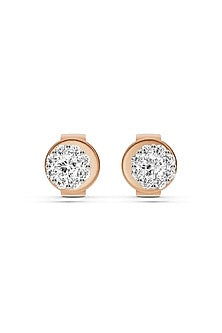14kt Rose Gold Finish Earrings With 20 Diamonds
