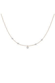 14kt Rose Gold Finish Pendant Necklace With 20 Diamonds