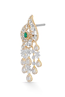 18kt Rose Gold Finish Diamond & Emerald Stone Earrings