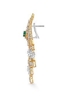 18kt Rose Gold Finish Diamond & Emerald Stone Earrings