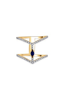 18kt Rose Gold Finish Diamond & Sapphire Stone Ring