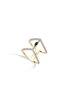 18kt Rose Gold Finish Diamond & Sapphire Stone Ring