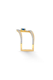 18kt Rose Gold Finish Diamond & Sapphire Stone Ring
