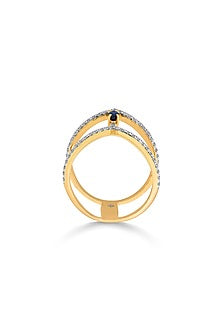 18kt Rose Gold Finish Diamond & Sapphire Stone Ring