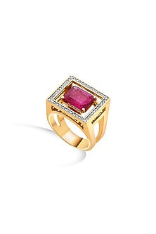 18kt Rose Gold Finish Diamond & Ruby Stone Ring