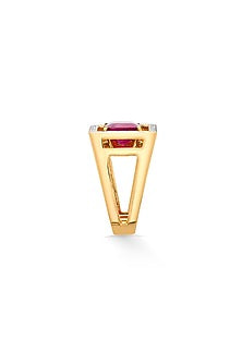 18kt Rose Gold Finish Diamond & Ruby Stone Ring