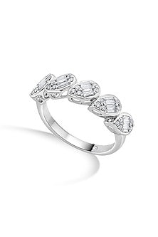 14kt White Gold Finish Ring With 41 Diamonds