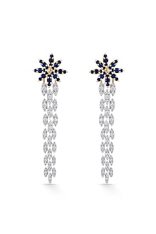 18kt Rose Gold Finish Diamond & Sapphire Stone Earrings