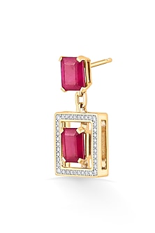 18kt Rose Gold Finish Diamond & Ruby Stone Earrings
