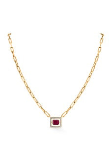 18kt Rose Gold Finish Diamond & Ruby Stone Necklace