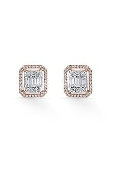 14kt Rose Gold Finish Earrings With 84 Diamonds