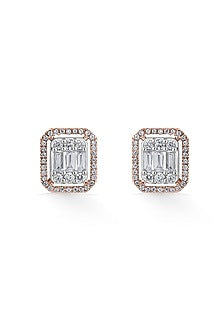 14kt Rose Gold Finish Earrings With 84 Diamonds