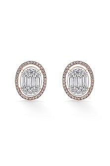 14kt Rose Gold Finish Earrings With 90 Diamonds