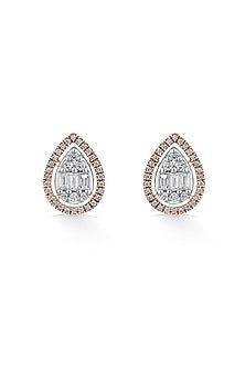 14kt Rose Gold Finish Earrings With 76 Diamonds