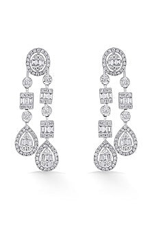 14kt White Gold Finish Earrings With 211 Diamonds