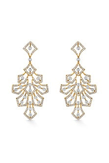 14kt Rose Gold Finish Earrings With 378 Diamonds