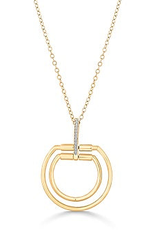 18kt Rose Gold Finish Pendant Necklace With 13 Diamonds
