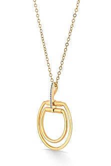 18kt Rose Gold Finish Pendant Necklace With 13 Diamonds
