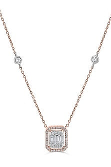 18kt Rose Gold Finish Pendant Necklace With 44 Diamonds