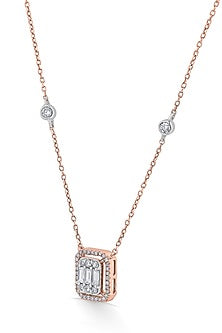 18kt Rose Gold Finish Pendant Necklace With 44 Diamonds