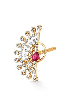 18kt Rose Gold Finish Diamond & Ruby Stone Earrings