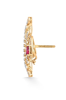 18kt Rose Gold Finish Diamond & Ruby Stone Earrings