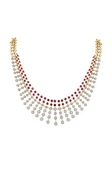 14kt Rose Gold Finish Diamond & Ruby Stone Necklace