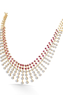 14kt Rose Gold Finish Diamond & Ruby Stone Necklace