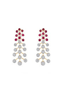 14kt Rose Gold Finish Diamond & Ruby Stone Earrings