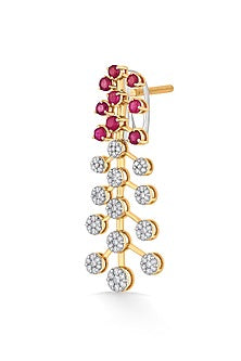 14kt Rose Gold Finish Diamond & Ruby Stone Earrings