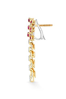 14kt Rose Gold Finish Diamond & Ruby Stone Earrings