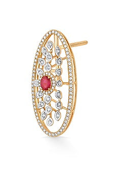 18kt Rose Gold Finish Diamond & Ruby Stone Earrings