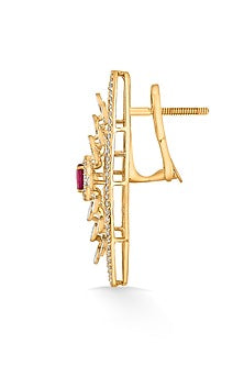 18kt Rose Gold Finish Diamond & Ruby Stone Earrings
