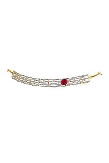 18kt Rose Gold Finish Diamond & Ruby Stone Necklace